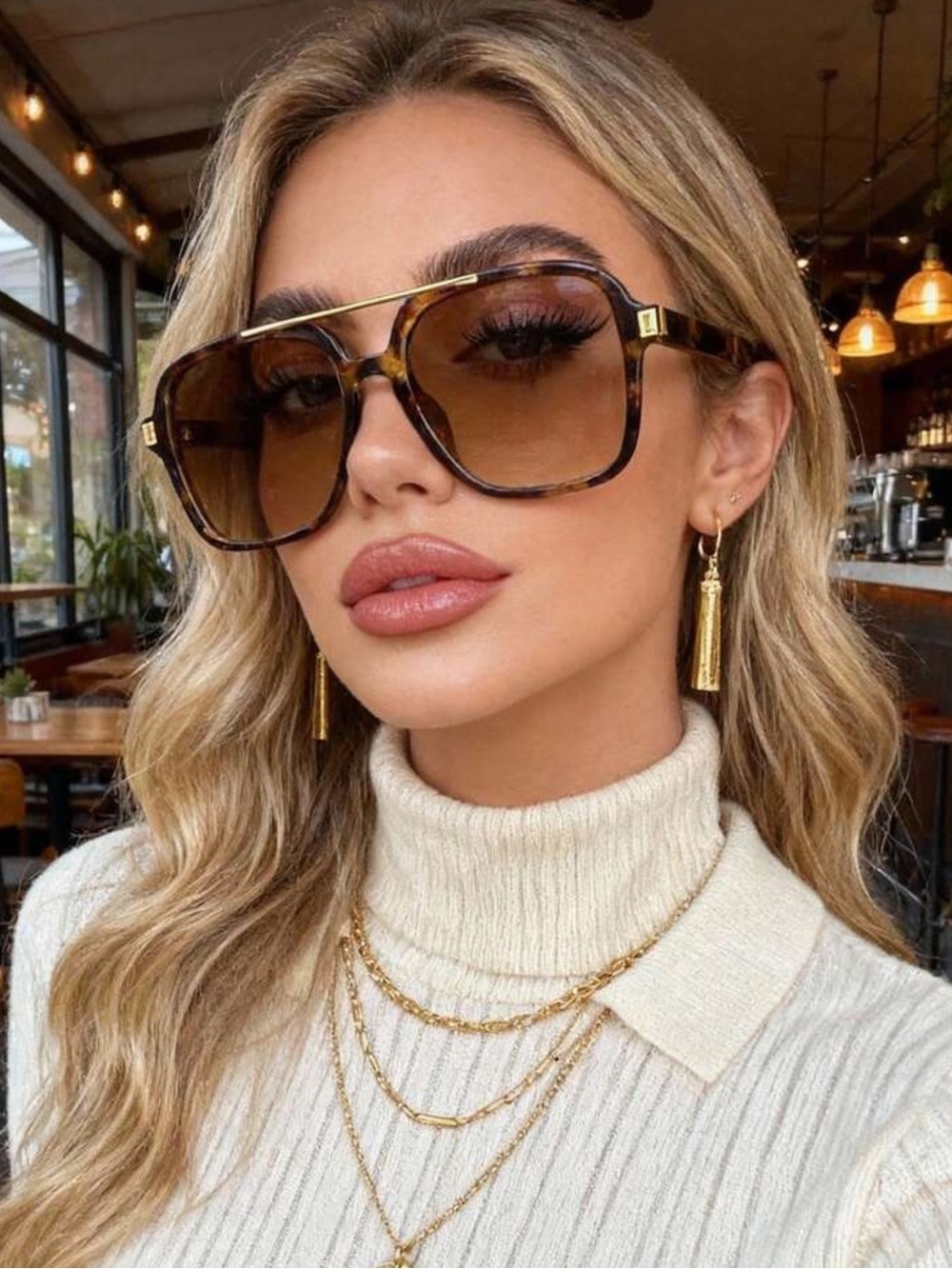 1 Pair Oversized Double Bridge Aviator , European And American Style Double Brid